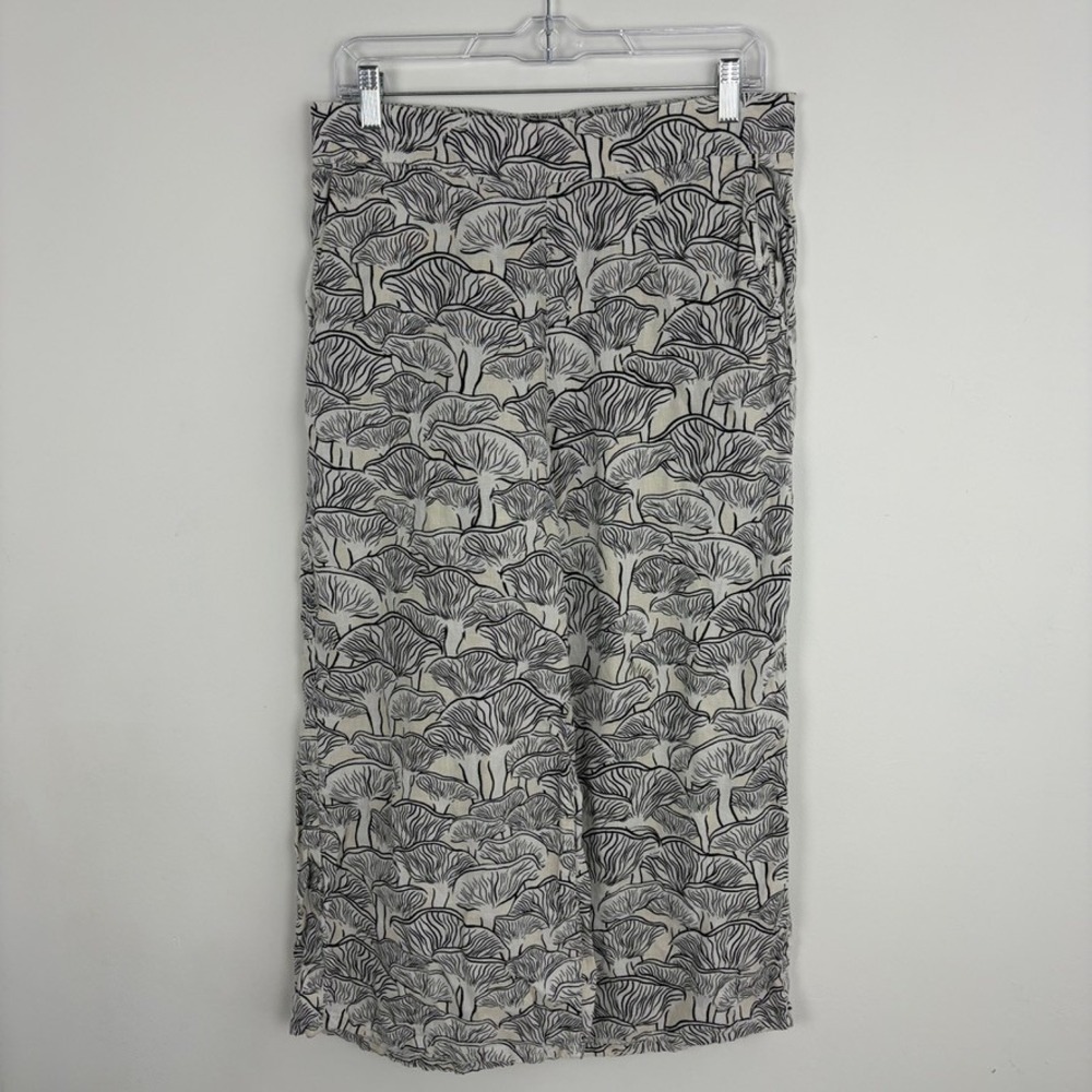 Rachel Zoe Linen Mushroom Cropped Pant Festival Botanical Whimsical Size Large